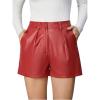 imageMilumia Womens PU Leather High Waisted Pleated Wide Leg Dressy Shorts with PocketRed