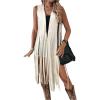 imageMilumia Womens Sleeveless Fringe Vest Faux Suede Western Cardigan JacketApricot