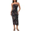 imageMilumia Womens Summer Disty Floral Bodycon Maxi Dress Strapless Tube Top Long Dresses Wedding Guest PartyBlack and Brown