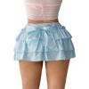 imageMilumia Womens Y2K Bow Kont Elastic Waist Layered Ruffle Hem Mini SkirtsLight Blue
