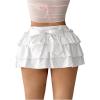 imageMilumia Womens Y2K Bow Kont Elastic Waist Layered Ruffle Hem Mini SkirtsWhite
