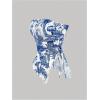 imageMilumia Womens Floral Print Strapless Tube Top Ruched Drawstring Asymmetrical Tank TopsBlue and White