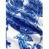imageMilumia Womens Floral Print Strapless Tube Top Ruched Drawstring Asymmetrical Tank TopsBlue and White
