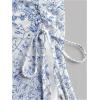 imageMilumia Womens Floral Print Strapless Tube Top Ruched Drawstring Asymmetrical Tank TopsLight Blue