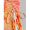 imageMilumia Womens Floral Print Strapless Tube Top Ruched Drawstring Asymmetrical Tank TopsOrange