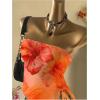 imageMilumia Womens Floral Print Strapless Tube Top Ruched Drawstring Asymmetrical Tank TopsRed and Orange