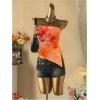 imageMilumia Womens Floral Print Strapless Tube Top Ruched Drawstring Asymmetrical Tank TopsRed and Orange