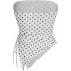 imageMilumia Womens Floral Print Strapless Tube Top Ruched Drawstring Asymmetrical Tank TopsWhite