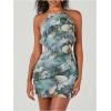 imageMilumia Womens Floral Ruffle Trim Bodycon Mini Dress Tie Backless Halter Short DressesMint Blue
