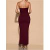 imageMilumia Womens Metal Cut Out Strapless Tube Top Dress Bodycon Maxi Dresses Party CocktailBurgundy