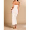 imageMilumia Womens Metal Cut Out Strapless Tube Top Dress Bodycon Maxi Dresses Party CocktailWhite