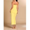 imageMilumia Womens Metal Cut Out Strapless Tube Top Dress Bodycon Maxi Dresses Party CocktailYellow