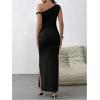 imageMilumia Womens One Shoulder Twisted Asymmetrical Neck Sleeveless Bodycon Maxi DressesBlack