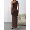imageMilumia Womens One Shoulder Twisted Asymmetrical Neck Sleeveless Bodycon Maxi DressesBrown
