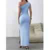 imageMilumia Womens One Shoulder Twisted Asymmetrical Neck Sleeveless Bodycon Maxi DressesLight Blue