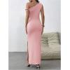 imageMilumia Womens One Shoulder Twisted Asymmetrical Neck Sleeveless Bodycon Maxi DressesPink
