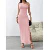 imageMilumia Womens One Shoulder Twisted Asymmetrical Neck Sleeveless Bodycon Maxi DressesPink