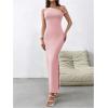 imageMilumia Womens One Shoulder Twisted Asymmetrical Neck Sleeveless Bodycon Maxi DressesPink