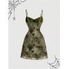 imageMilumia Womens Paisley Print Cami Short Dress Boho Mesh Mini Sun DressesArmy Green