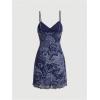imageMilumia Womens Paisley Print Cami Short Dress Boho Mesh Mini Sun DressesBlue