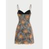 imageMilumia Womens Paisley Print Cami Short Dress Boho Mesh Mini Sun DressesBrown and Yellow