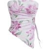 imageMilumia Womens Floral Print Strapless Tube Top Ruched Drawstring Asymmetrical Tank TopsViolet Purple