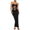 imageMilumia Womens Metal Cut Out Strapless Tube Top Dress Bodycon Maxi Dresses Party CocktailBlack