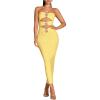 imageMilumia Womens Metal Cut Out Strapless Tube Top Dress Bodycon Maxi Dresses Party CocktailYellow