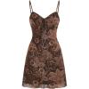 imageMilumia Womens Paisley Print Cami Short Dress Boho Mesh Mini Sun DressesBrown