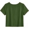 imageMilumia Girls Casual Twist Hem Short Sleeve Round Neck Crop Top Tee ShirtArmy Green