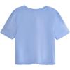 imageMilumia Girls Casual Twist Hem Short Sleeve Round Neck Crop Top Tee ShirtBlue