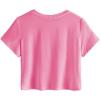 imageMilumia Girls Casual Twist Hem Short Sleeve Round Neck Crop Top Tee ShirtPink Plain