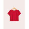 imageMilumia Girls Casual Twist Hem Short Sleeve Round Neck Crop Top Tee ShirtRed