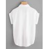 imageMilumia Women Casual Short Sleeve Button Down Collar Shirt Blouse Front Tie Knot TopsA White