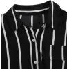 imageMilumia Women Casual Short Sleeve Button Down Collar Shirt Blouse Front Tie Knot TopsBlack and White