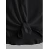 imageMilumia Women Casual Short Sleeve Button Down Collar Shirt Blouse Front Tie Knot TopsPure Black