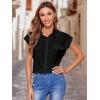 imageMilumia Women Casual Short Sleeve Button Down Collar Shirt Blouse Front Tie Knot TopsPure Black