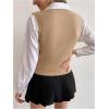 imageMilumia Womens Cable Knit V Neck Sweater Vest Sleeveless Ribbed Crop Tank TopKhaki