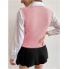 imageMilumia Womens Cable Knit V Neck Sweater Vest Sleeveless Ribbed Crop Tank TopPink