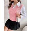 imageMilumia Womens Cable Knit V Neck Sweater Vest Sleeveless Ribbed Crop Tank TopPink