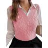 imageMilumia Womens Cable Knit V Neck Sweater Vest Sleeveless Ribbed Crop Tank TopPink