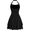 imageMilumia Girls Summer Backless Halter Short Dress Sleeveless Tiered Layered Mini DressesBlack