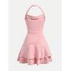 imageMilumia Girls Summer Backless Halter Short Dress Sleeveless Tiered Layered Mini DressesDusty Pink