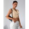 imageMilumia Womens Button Up Suit Vest Shirt Waistcoat Sleeveless Cropped Blazer Vest TopsApricot