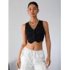 imageMilumia Womens Button Up Suit Vest Shirt Waistcoat Sleeveless Cropped Blazer Vest TopsBlack