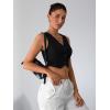 imageMilumia Womens Button Up Suit Vest Shirt Waistcoat Sleeveless Cropped Blazer Vest TopsBlack