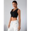 imageMilumia Womens Button Up Suit Vest Shirt Waistcoat Sleeveless Cropped Blazer Vest TopsBlack