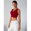 imageMilumia Womens Button Up Suit Vest Shirt Waistcoat Sleeveless Cropped Blazer Vest TopsBurgundy