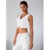 imageMilumia Womens Button Up Suit Vest Shirt Waistcoat Sleeveless Cropped Blazer Vest TopsLight White