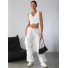 imageMilumia Womens Button Up Suit Vest Shirt Waistcoat Sleeveless Cropped Blazer Vest TopsLight White